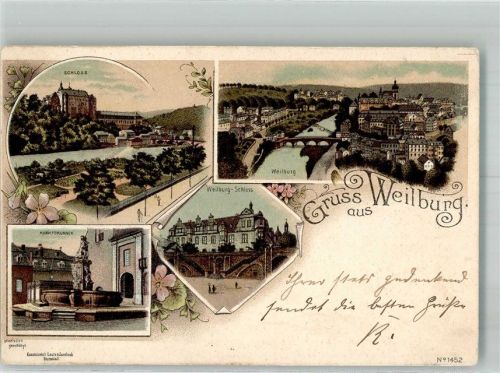 Weilburg 1898 Schloss Weilburg Marktbrunnen Lahn