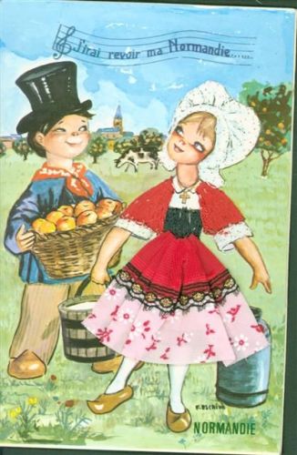 Normandie Tracht echter Stoff echte Stickerei