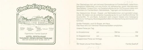 Leer Hotel Oberledingerhof Innen- und Aussenansicht Klappkarte