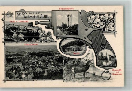 Suhl 1908 Waffenstadt, Waffen Abbildung , Bismarck Turm