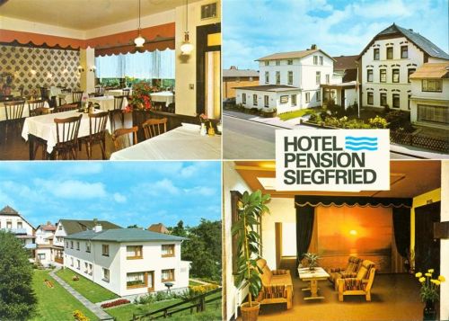 Büsum Pension Siegfried Innen-und Aussenansicht Klappkarte