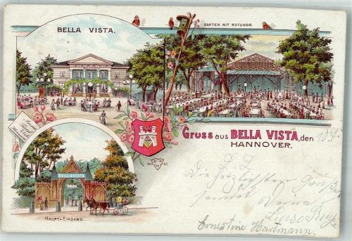 Hannover 1898 Gasthaus Etablissement Bella Vista Garten Rotunde Stadtwappen