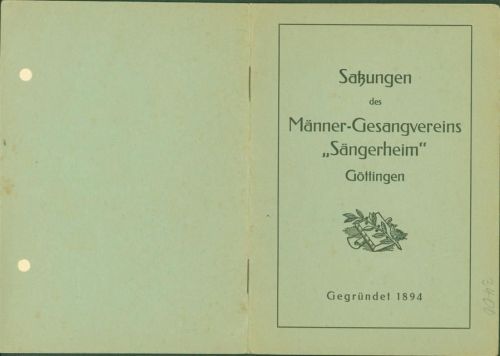 Göttingen Männer Gesangsverein Sängerheim Satzungen Heft 8 Seiten