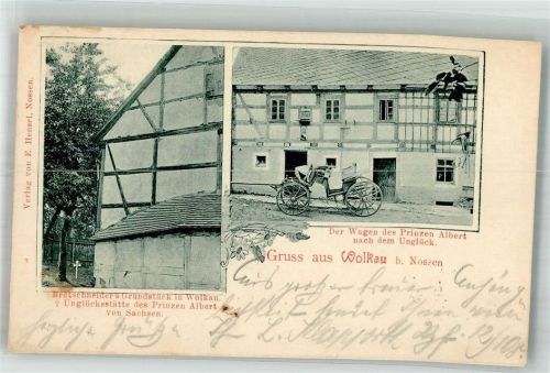 Wolkau 1905 Unglückstätte des Prinzen Albert von Sachsen Grundstück Bretschneider Verunglückter Kutschwagen des Prinzen Albert