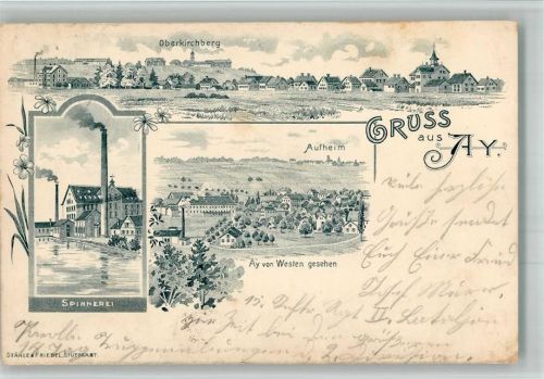 Ay 1902 Vorläufer Druck um 1890 Spinnerei Aufheim Oberkirchberg