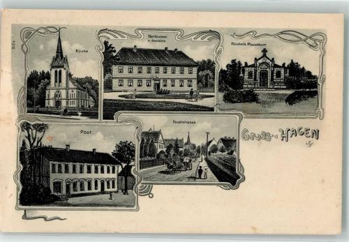 27628 W2856 Hagen b Bremerhaven 1908 - Mücken's Mauoleum Hauptstraße Post Oberförsterei