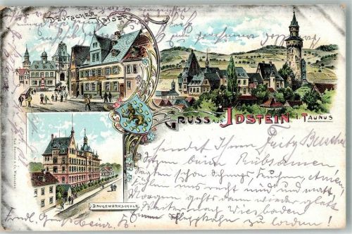 Idstein 1901 Baugewerkschule Gasthaus Deutscher Kaiser Wappen