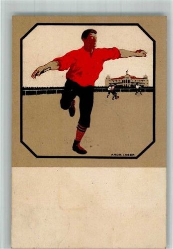 Frankfurt 1910 Entwurf Andr. Laser Ausstellung für Sport und Spiel Lithographie + Stempel Fuchstanz Wald Cafe K. rudolf