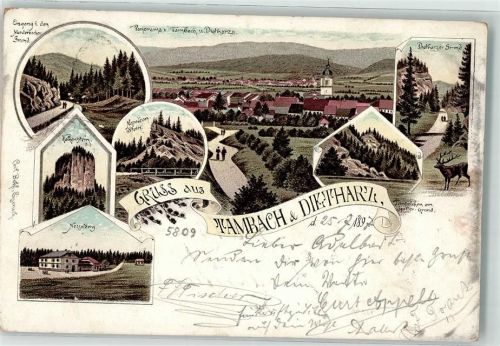 Tambach-Dietharz 1897 Nesselberg Falkenstein Napoleonstein Spitter-Grund Hirsch