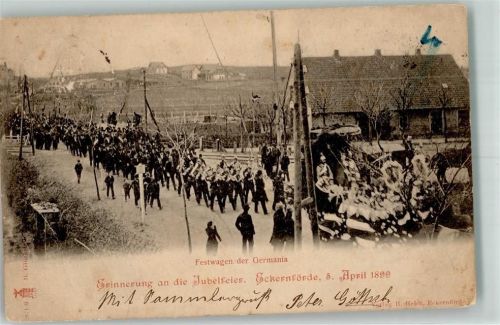 Eckernförde 1899 Jubelfeier 5.4.1899 Festwagen der Germania