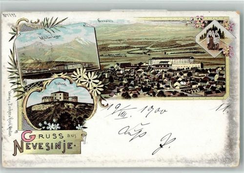 Nevesinje 1900 Militärlager Festung Lithographie