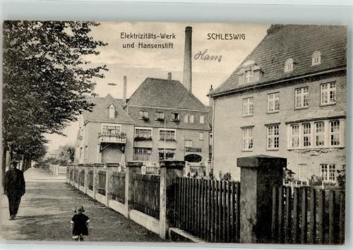 Schleswig 1915 Hansen-Stift Elektrizitätswerk Feldpoststempel