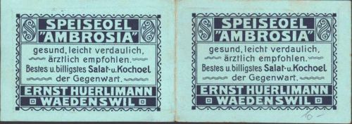 Wädenswil Ernst Huerlimann Ambrosia Speiseoel mit Ratespiel