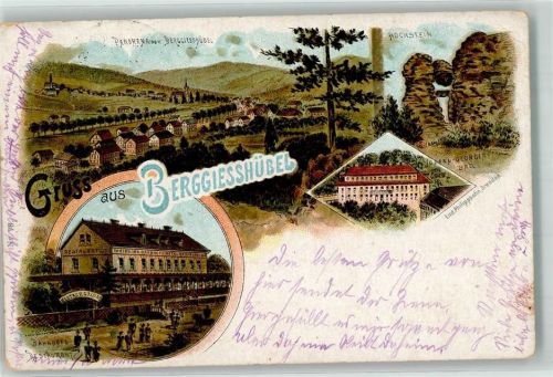 Berggiesshübel Hochstein Bahnhofs-Gasthaus Johan-Georg-Bad Inflationsporto 40 Reichsmark Lithographie