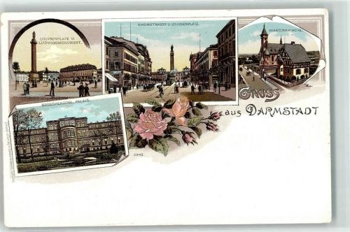 Darmstadt Louisenplatz Ludwigsmonument Martinskirche Großherzgl. Palais