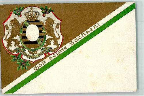 08297 O9417 Zwönitz Prägedruck Gott segne Sachsen Wappen Löew Krone Gold Grün Schwarz Fahnenweihe Militär Veteranen Verein 13.-15. Juni 1914