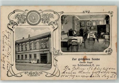 Schönebeck 1915 Gasthaus Zur goldenen Sonne Gustav Engel