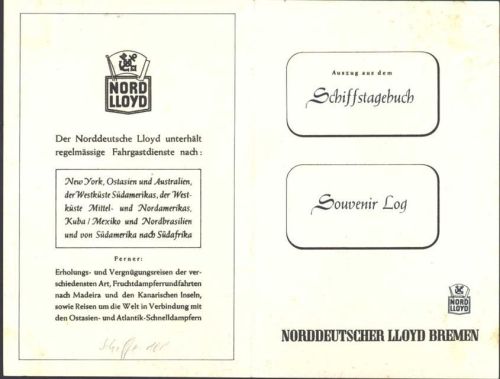 Bremen Schiffstagebuch Norddeutscher Lloyd Dampfer Steuben