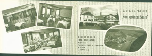 Neckargerach Gasthaus Pension Zum Grünen Baum Innen-und Aussenansicht Klappkarte