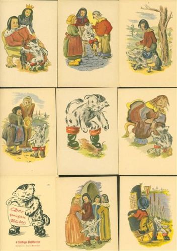 Lot mit 8 AK Serie komplett im Originalumschlag Der gestiefelte Kater
