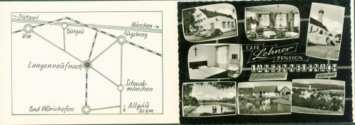 86863 W8937 Langenneufnach - Cafe Lehner Ak aufgeklebt auf Faltprospekt