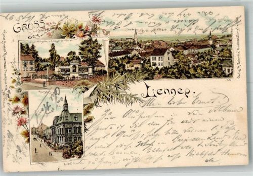 Lennep 1897 Rathaus Kaiser Wilhelm-Denkmal Kriegerdenkmal Bahnpost Köln- Zug 54