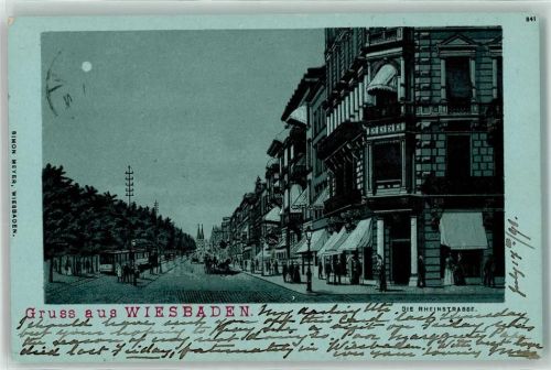 Wiesbaden 1898 Rheinstraße Straßenbahn Haltestelle
