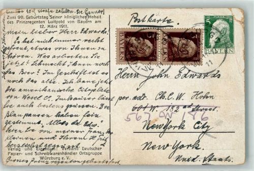90. Geburtstag Seiner kgl. Hoheie des Prinzregenten Luitpold von Bayern 12. März 1911 Wiege Schloss