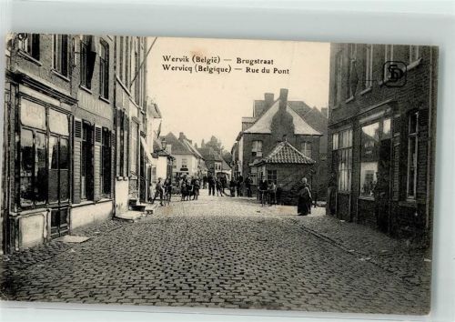 Wervik 1915 Brugstraat Rue du Pont Fahrrad Geschäfte Feldpost Infanterie Division 12. Kompagnie