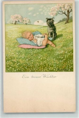 Baby und Hund , ein treuer Wächter August Rökl 1356