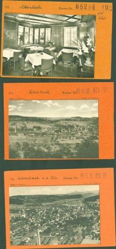 73061 W7333 Ebersbach an der Fils Kleinposten bis 20 Lot mit 3 AK Musterkarten Original aus Metzarchiv Bestellvorgänge und Auflagenzahlen