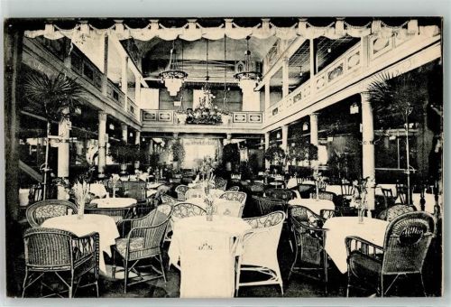 Bremen Cafe Kaiser Friedrich Gasthaus Palmen Kronleuchter Korbstühle