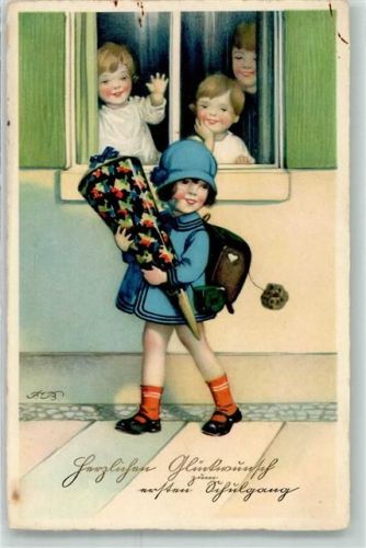 Glückwunsch Schultüte Ranzen Meissner & Buch Nr 3274