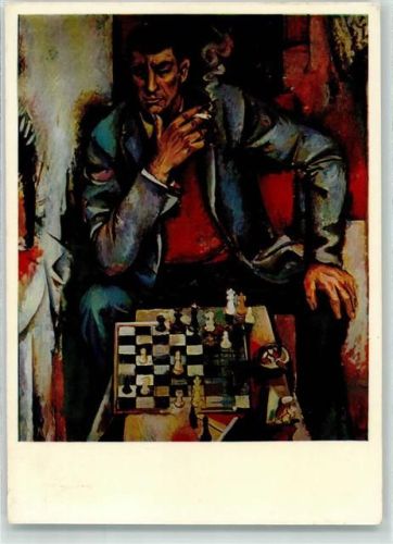 sign. Willi Neubert AK Schach Künstlerkarte