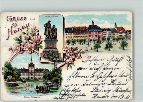 Hanau 1901 Grimm Denkmal Schloss-Philippsruhe