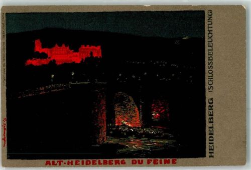 69115 W6900 Heidelberg , Neckar Künstlerkarte Alt Heidelberg du Feine Schloss Beleuchtung Nacht