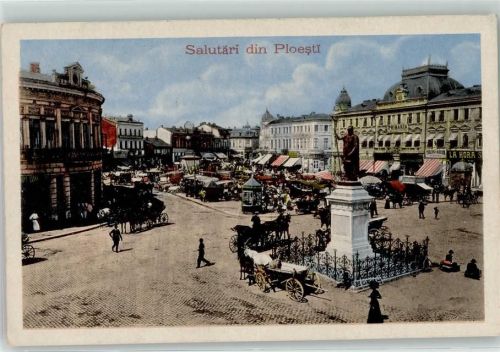 Ploiesti Platz Denkmal Marktszene Geschäfte Kutsche