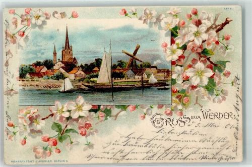 Werder 1904 HavelSegelschiffe Heilig-Geist-Kirche Bockwindmühle
