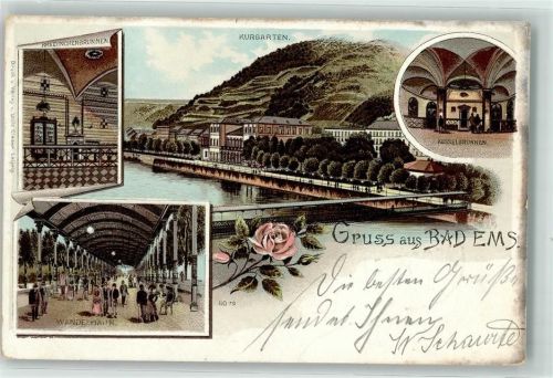 Bad Ems 1900 Krähnchenbrunnen Kurgarten Kesselbrunnen Wandelbahn