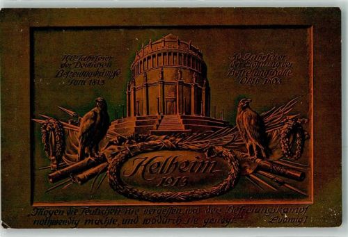 Kelheim 100 Jahrfeier der Deutschen Befreiungskämpfe 50 Jahrfeier der Eröffnung der Befreiungshalle 1913 Rückseite Zusammenkunft der Deutschen Bundesfürsten Wappen