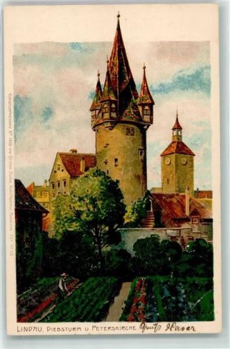 Lindau 1899 Zieher, Ottmar Künstlerkarte Nr. 1869 Peterskirche