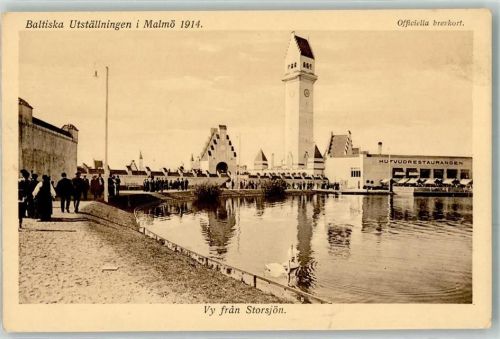 Malmö 1914 Baltiska Utställningen Vy fran Storsjön