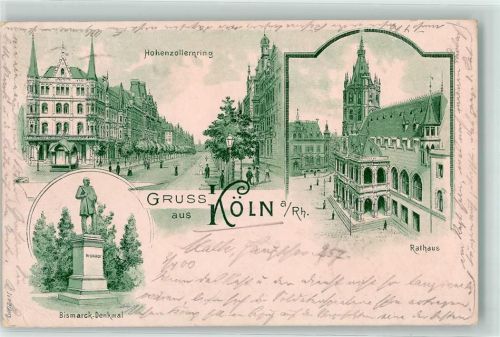 Köln Hohenzollernring 1900 Rathaus Bismarck-Denkmal