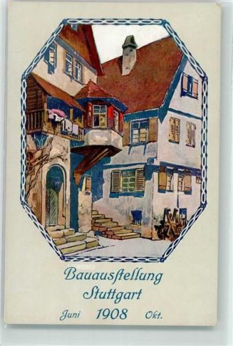 Stuttgart 1908 Bauausstellung Architektur sign. E. Schreiber