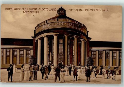 Dresden 1911 Architektur Jugendstil Hygiene Ausstellung Mittelportal der Halle