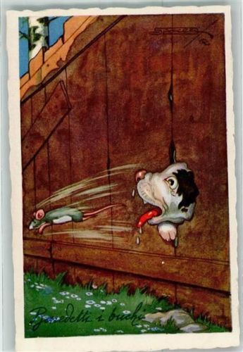 Serie 1862-2 Hund Benedetti i buchi auf AK Maus Künstlerkarte