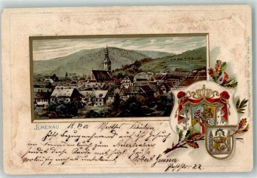 Ilmenau 1901 Prägedruck Wappen Passepartoutkarte
