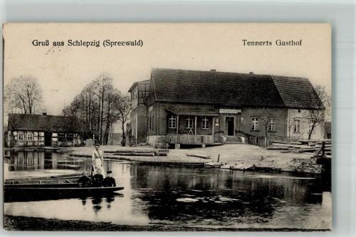 Schlepzig 1921 Gasthaus Tennert Spreekahn
