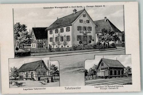 Tafertsweiler Gem. Warengeschäft Emil Burth Lagerhaus Bahnhof Ostrach Verlag Pernat