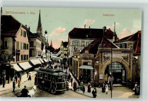 Mulhausen Jungentor Gasthaus Zum Schützenhaus J. Iffrig Straßenbahn